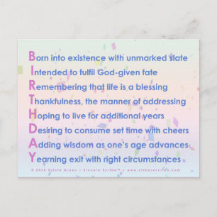 Birthday (Acrostic) Postcard