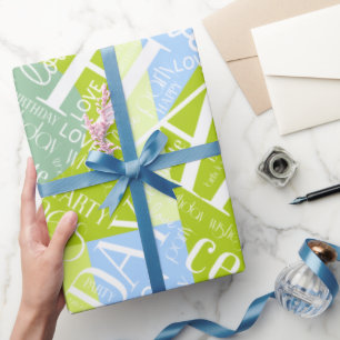 Birthday Add Long Name Colour Block Green ID274 Wrapping Paper