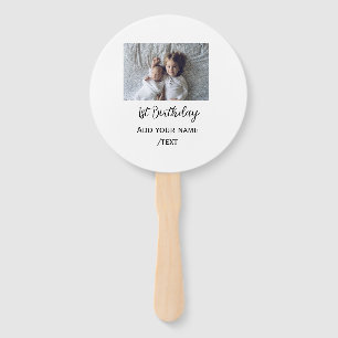 Birthday add name photo simple minimal text annive hand fan