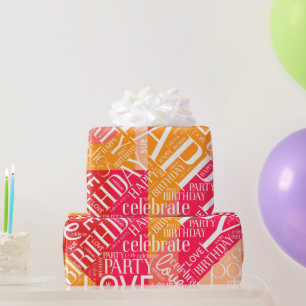 Birthday Add Short Name Colour Block Orange ID274 Wrapping Paper