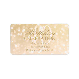 Birthday Address 40th Gold Bokeh Sparkle Lights Label