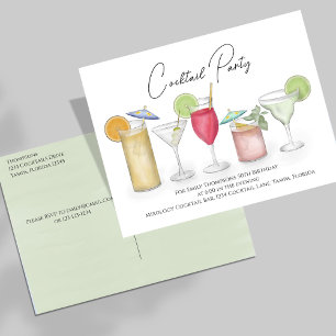 Birthday Adult Colourful Cocktails  Postcard