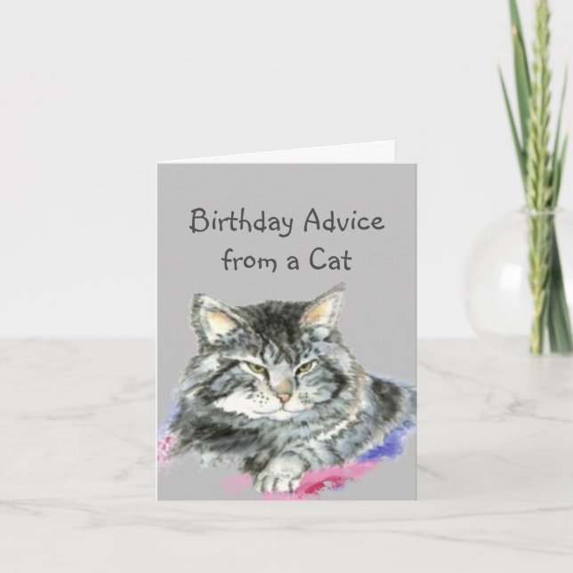 Birthday Advice from a Cat Fun Animal Humor Card (Front)