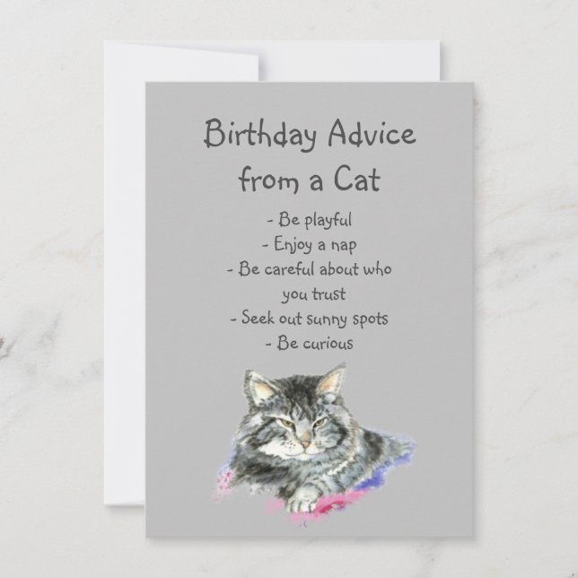Birthday Advice from a Cat Fun Animal Humour (Front)