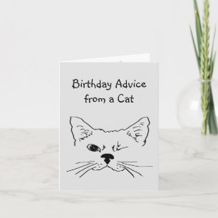 Birthday Advice from Winking  Cat Fun Animal Humor Card