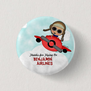 Birthday Aeroplane Button