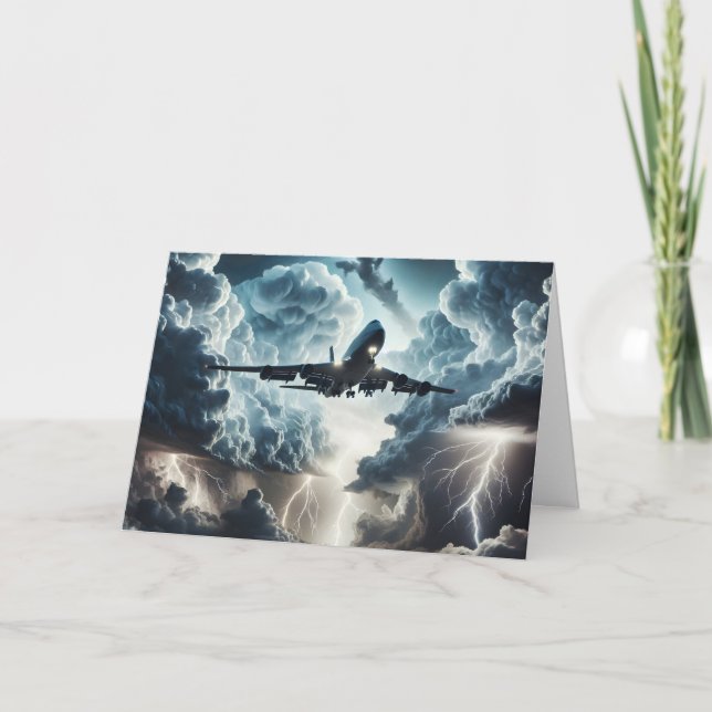 Birthday Aeroplane In a Storm  Card (Front)