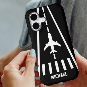 Birthday Aeroplane Landing Runway Black and White