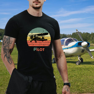 Birthday Aeroplane Pilot Retro Vintage Sunset Fun T-Shirt