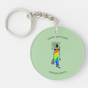 Birthday, African Art Fashion Lady Key Ring