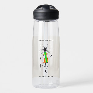 Birthday, African Art Modern abstract Dancer Water Bottle