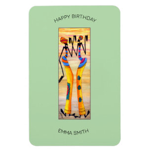 Birthday, African Art watercolor Awesome Dance  Magnet