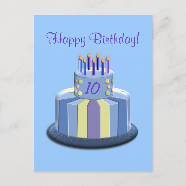 Birthday Age Cake (Blue) Postcard (Front)