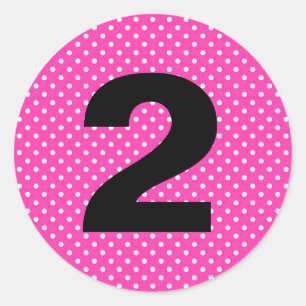 Birthday Age Hot Pink with White Polka Dots Classic Round Sticker
