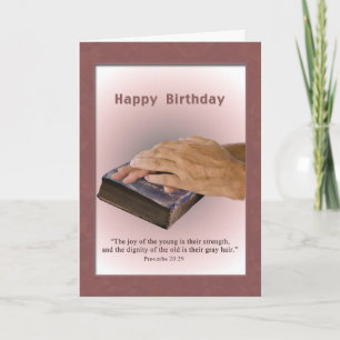 Birthday, Aged Hands, Worn Bible, Religious Card