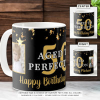 Birthday AGED TO PERFECTION Black Gold Stars