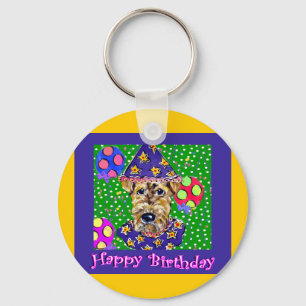 Birthday Airedale Key Ring