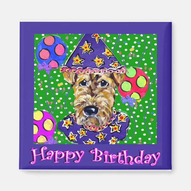 Birthday Airedale Magnet (Front)
