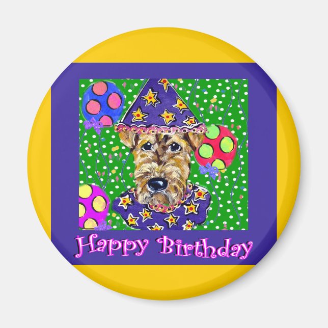 Birthday Airedale Magnet (Front)