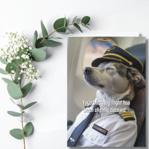 Birthday Airline Pilot Dog Aeroplane Funny Aviatio Card