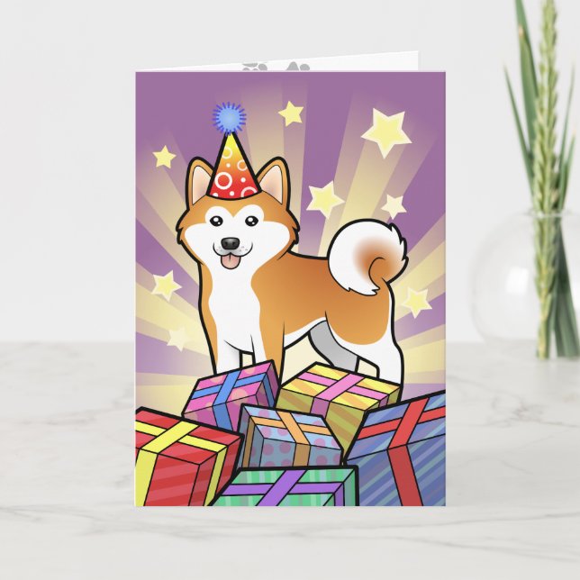 Birthday Akita Inu / Shiba Inu Card (Front)