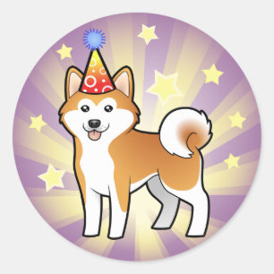 Birthday Akita Inu / Shiba Inu Classic Round Sticker