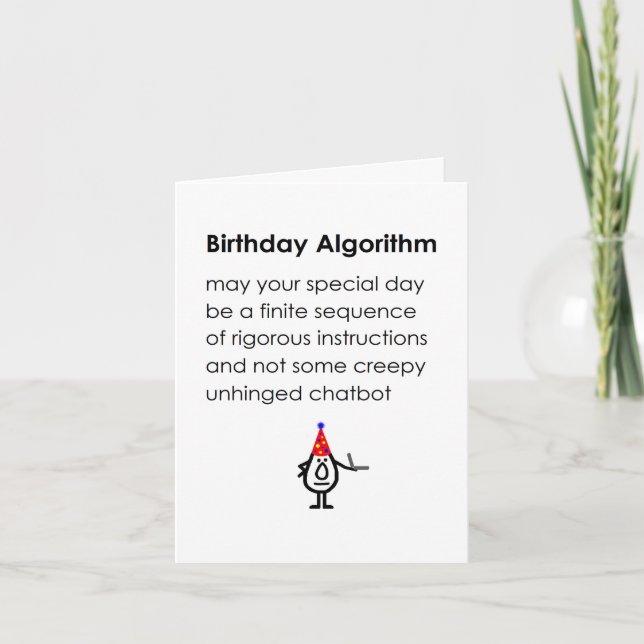 Birthday Algorithm A Funny Happy Birthday Poem Thank You Card (Front)