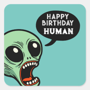 Birthday Alien Square Sticker