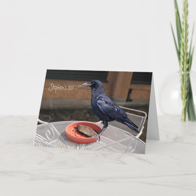Birthday,  all occasion black crow greeting card (Front)