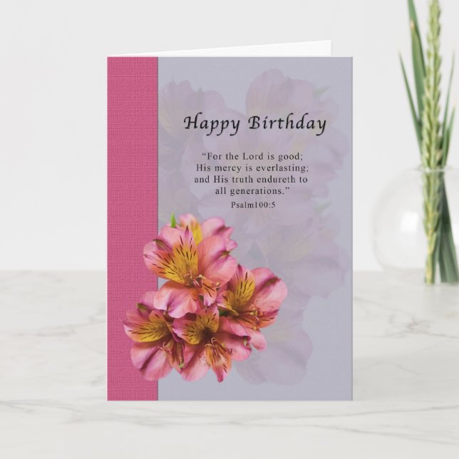 Birthday, Alstroemeria Flowers, Religious, Card (Front)