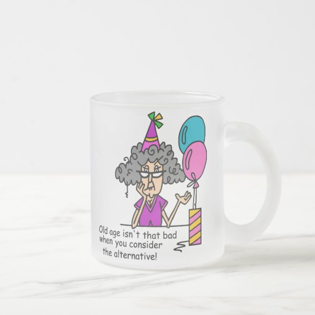 Birthday Alternative Humour Frosted Glass Coffee Mug (Right)