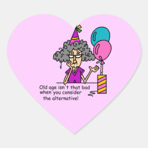 Birthday Alternative Humour Heart Sticker