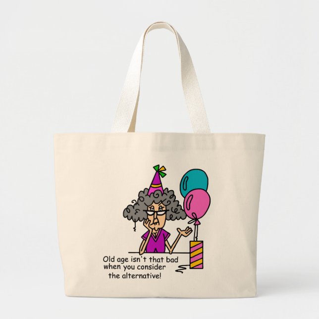 Birthday Alternative Humour Large Tote Bag (Front)