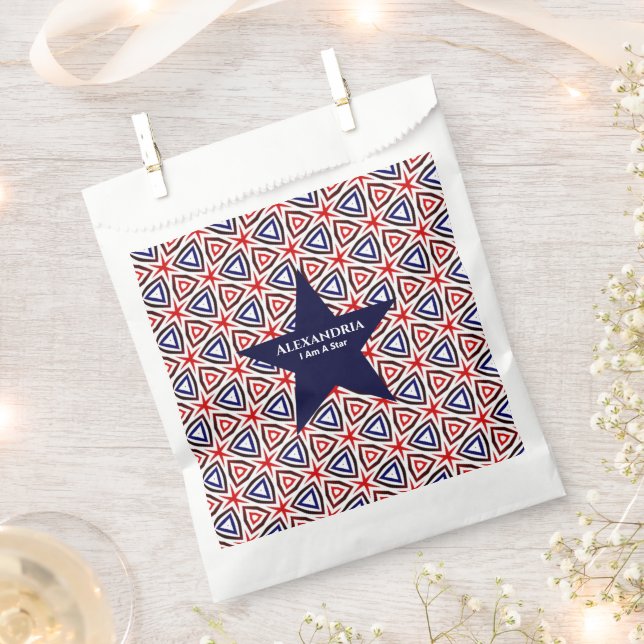 Birthday American Red White Blue Pattern Custom Favour Bags (Clipped)