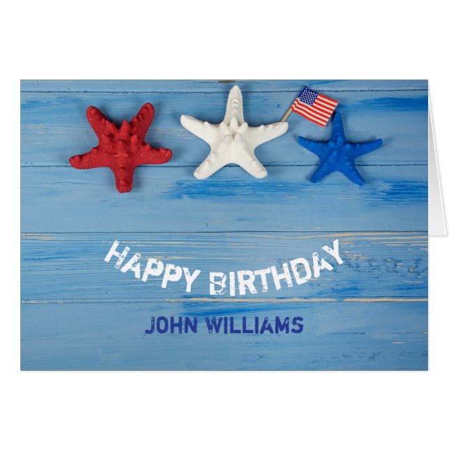 birthday and 4th of July-starfish and flag (Front Horizontal)