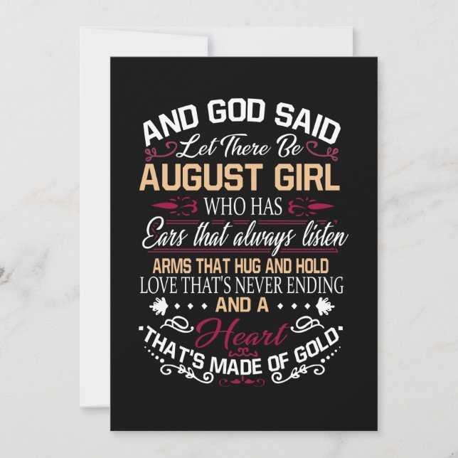 Birthday | And God Said Let There Be August Girl Save The Date (Front)