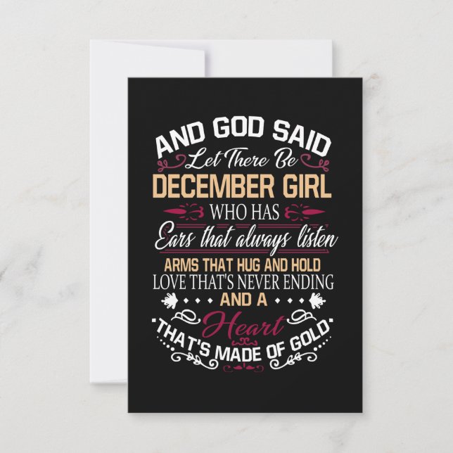 Birthday | And God Said Let There Be December Girl Thank You Card (Front)