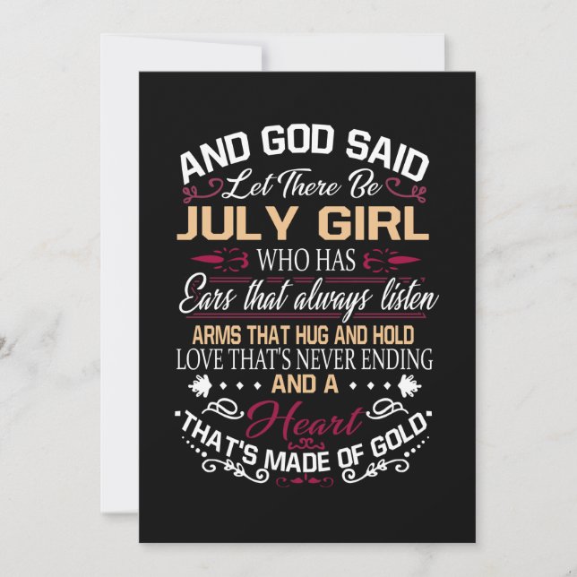Birthday | And God Said Let There Be July Girl Holiday Card (Front)