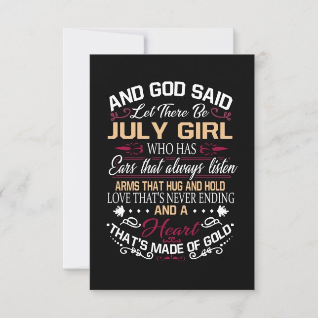 Birthday | And God Said Let There Be July Girl Thank You Card (Front)