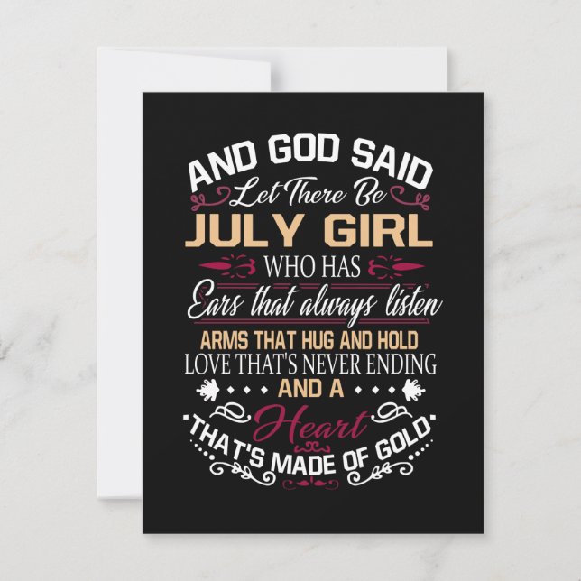Birthday | And God Said Let There Be July Girl Thank You Card (Front)