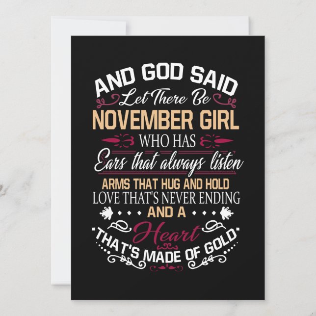 Birthday | And God Said Let There Be November Girl Card (Front)