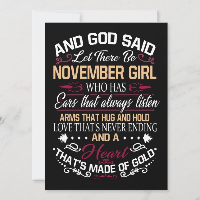 Birthday | And God Said Let There Be November Girl Holiday Card (Front)