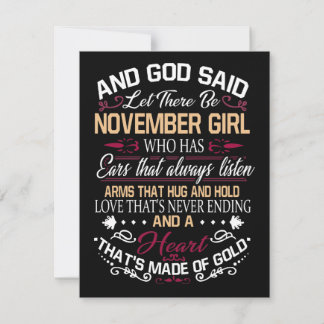 Birthday | And God Said Let There Be November Girl RSVP Card