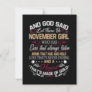 Birthday And God Said Let There Be November Girl Thank You Card