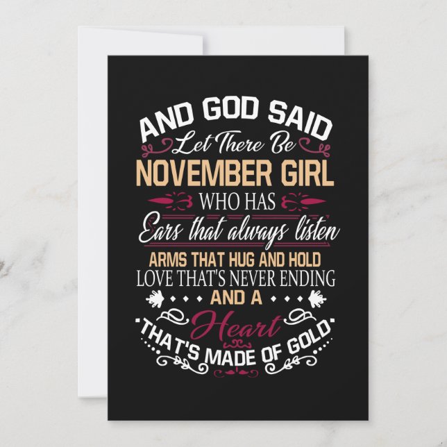 Birthday | And God Said Let There Be November Girl Thank You Card (Front)