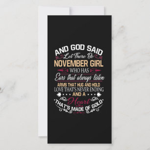 Birthday And God Said Let There Be November Girl Thank You Card