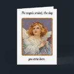 Birthday Angels Smiled Greeting Card<br><div class="desc">Pretty, vintage picture of an angel, is featured on this Birthday greeting card. Front of card reads, " The angels smiled the day you were born." and inside of card reads, "God smiled the second He thought of you! May your Birthday be full of blessings from above". Let someone know...</div>