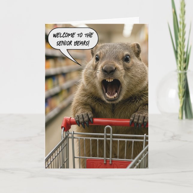 Birthday Angry Ground Hog Grocery Shopper Card (Front)