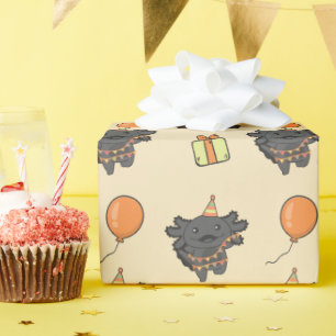 Birthday Animal Cute Axolotl Kids Birthday Party Wrapping Paper