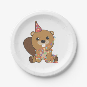 Birthday Animal Cute Beaver Kids Birthday Party Paper Plate